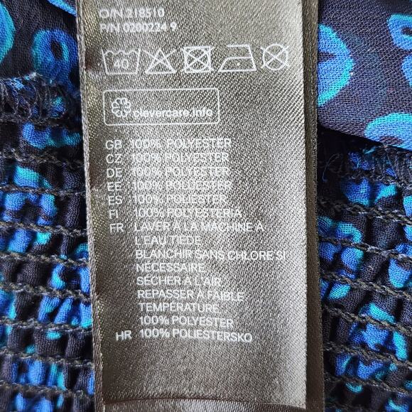 H&M Lightweight Sheer V-Neck Peasant Top Smocked Bubble Waist Women's Sz 4 S - Picture 7 of 8